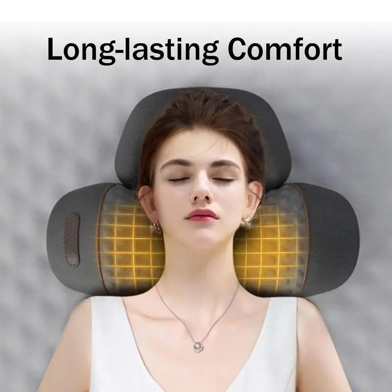 Fisiorest 3In1 Neck Massager Heat Neck Massager for Deep Tissue Pain Relief Improves Blood Circulation Shoulder Massager Pillow